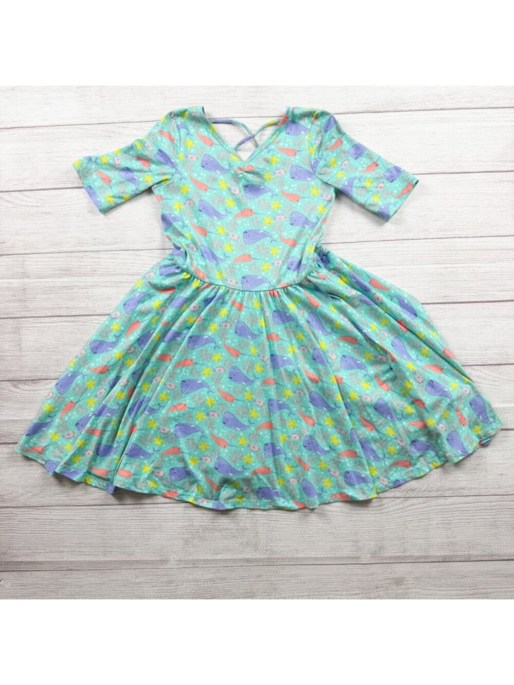 Dot Dot Smile Girls Sea Life Print Short Sleeve Skater Dress 8-10